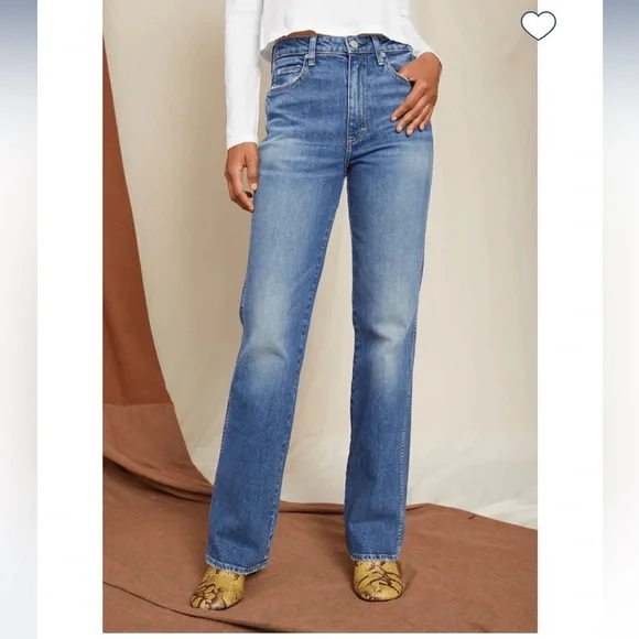 AMO High Rise Kick Crop Dark Wash Blue Denim Jeans in Patience Size 26 - Picture 2 of 10